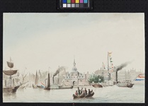 XXXIII-68 12 juli 1854Aankomst van schepen met feestgangers aan het Oudehoofd die het muziekfestival bijwonen ter ...