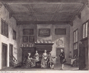 XXXIV-55 Afbeelding van 'De Burgerkamer 13e toneel uit Bernagie's klucht: De belachelijke Jonker vertoond 16 maart 1776.
