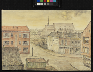 IX-1533 Gezicht op de Katendrechtse Lagedijk van de achterzijde vanaf een huis aan de Wolphaertsbocht uit het noorden.
