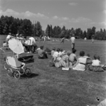1972-27587 Toeschouwers bij honkbalwedstrijden op het terrein van sportvereniging Neptunus aan de Abraham van Stolkweg.