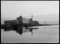 1978-3316 Fabriek- en kantoorgebouwen van Van Nelle. Op de voorgrond de Delfshavense Schie.