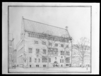 1978-3505 Afbeelding van de ontwerptekening van het toekomstige bankgebouw van R. Mees en Zonen aan het Beursplein.