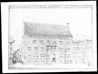 1978-3509 Afbeelding van de ontwerptekening van het toekomstige bankgebouw van R. Mees en Zonen aan het Beursplein. ...