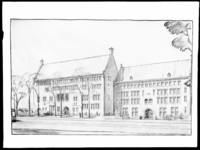 1978-3512 Afbeelding van de ontwerptekening van het toekomstige bankgebouw van R. Mees en Zonen aan het Beursplein. ...