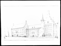 1978-3515 Afbeelding van de ontwerptekening van het toekomstige bankgebouw van R. Mees en Zonen aan het Beursplein.