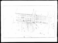 1978-3517 Afbeelding van de ontwerptekening van het toekomstige bankgebouw van R. Mees en Zonen aan het Beursplein. ...