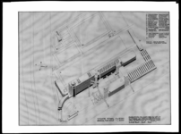 1978-3708 Een technische tekening van een overzicht in vogelvlucht van de gebouwen van de fabrieken en het ...