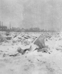 1985-606 IJsschotsen in de Nieuwe Maas tijdens de strenge winter van 1929. Foto vanaf IJsselmonde, op de achtergrond ...
