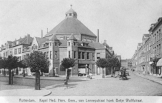 1986-1446 Nederlandse Hervormde Kerk Kapel Spangen op de hoek van de Van Lennepstraat en de Betje Wolffstraat.
