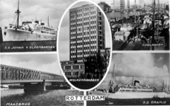 -1154 Album met foto’s en prentbriefkaarten met afbeeldingen van stadsgezichten in Rotterdam.