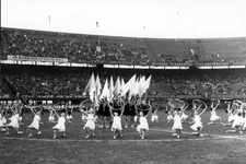 2005-5290 Spel in het Stadion Feijenoord ter gelegenheid van de Nationale Bevrijdingsdag uitgevoerd door een gymnastiekgroep.