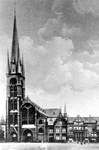 2005-6580 De Goudse Rijweg met de Redemptoristenkerk, RK Kerk van de Allerheiligste Verlosser. Anno 1882.