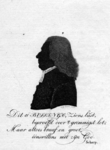 M-305 Silhouet van Johannes Wilhelmus Bussingh, predikant bij de Nederlands Hervormde Kerk en dichter. Hij woonde van ...