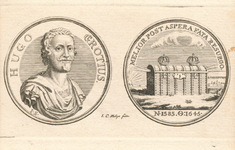 M-898-A Borstbeeld op de voorkant van een medaille van mr. Hugo de Groot, staatsman en rechtsgeleerde. Pensionaris van ...