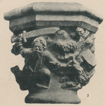 XVIII-143-3 Een kapiteel van zuil in zijbeuk van de Sint-Laurenskerk. Voorstellende: Abraham's offerande. De aartsvader ...