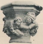 XVIII-143-6 Een kapiteel van zuil in zijbeuk van de Sint-Laurenskerk. Voorstellende: Kaïn en Abel met het offerlam.