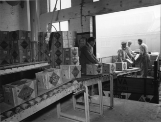 1976-14508 Het transporteren van plaatkoeken in het productiebedrijf van het Centraal Bureau aan de Rijnhaven zuidzijde ...