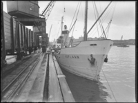 1976-6004 Het laden en lossen van goederen uit het schip Arran Rotterdam in de Maashaven langs het 3e Katendrechtsehoofd.