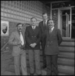 24758-2-7 CDA-politici, van links naar rechts, Frans Jozef van der Heijden, Piet Steenkamp, Hajo Viersen en J.H. ...