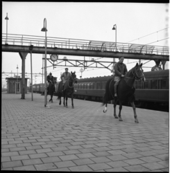 5031 Russische ruiters te paard stappen over het perron van station Hoek van Holland.