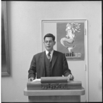 6745-1 Persconferentie (portret) president lustrumcommissie J. Wertheim van het Rotterdams Studenten Corps, in verband ...