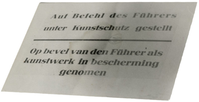 1972-10 Pamflet met de tekst: Auf Befehl des Führers unter Kunstschutz gestellt - Op bevel van den Führer als kunstwerk ...