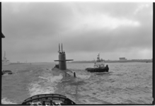 RDM-51793 De Hr. Ms. Zeeleeuw, een onderzeeboot uit de Walrus klasse, bij de proefvaart. De Hr. Ms. Zeeleeuw was de ...