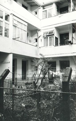 1969-1923 Gezicht op de binnenplaats met de achterzijde huizen aan de Adrianastraat.