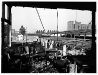 1969-2292-TM-2296 De gebouwen aan de Veemarkt die in de nacht van 11 op 12 september door brand zijn verwoest.Afgebeeld ...