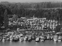 1971-2331 Aanlegplaatsen en werven van plezierjachten aan de Kralingse Plas. Achtergrond de Prinsenmolen .