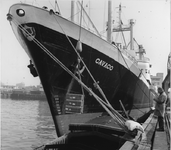 1976-1802 Lekhaven, overslag van koper van een zeeschip naar een binnenvaartschip.