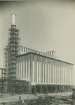 1986-145 Toren van het hoofdgebouw in steigers, elektriciteitscentrale aan de Galileistraat.