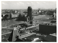 III-291-2 Overzicht vanaf de stadhuistoren van de Delftsevaart en omgeving, met in het midden de Meent met de ...