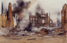1988-6 Gezicht op een deel van het door de Duitsers op 14 mei 1940 platgebombardeerde centrum van de stad met in het ...