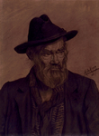 P-020067 Portret van Adrianus Gijzeling, bekend als Centje Duikelaar, straatventer. Hij verkocht papieren duikelaars - ...