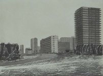 1972-1339 Bebouwing langs toekomstige metrobaan in Ommoord.