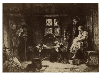 1970-1555 De opvoering van het tableau-vivant (levend schilderij) 'Verkooping wegens schuld van Adolf Eberle, door het ...