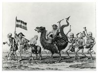 1970-1622 Spotprent met duivelse karikaturen van de rechters van Van Oldenbarnevelt na de dood van Johan van Oldenbarnevelt.