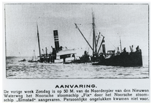 1970-979 Een ongeluk op de Nieuwe Waterweg ter hoogte van de Noorderpier, waarbij het Noorse schip Fix door Noorse ...