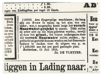 1971-1601 Reproductiefoto van een advertentie over wandelen uit de Nieuwe Rotterdamsche Courant door J. de Vletter.