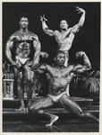 1979-2645 Drie van de 'champions' tijdens de bodybuilderwedstrijd.