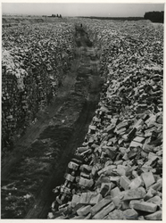 XXXIII-574-00-02-3 Bergplaats van afgebikte stenen aan de Nieuw Terbregseweg als gevolg van het bombardement.
